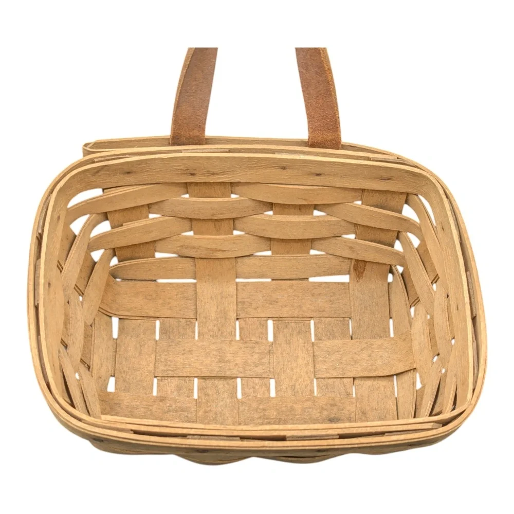Longaberger Small Rectangular Basket Handwoven Handle‎ Hanging VTG 7x5x3.5